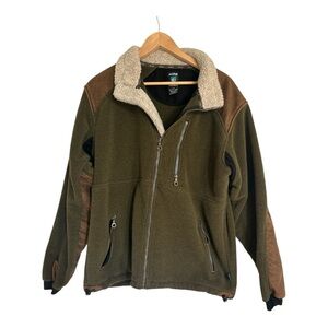 Kuhl Olive Green and Brown Fleece Cool Weather Jacket L